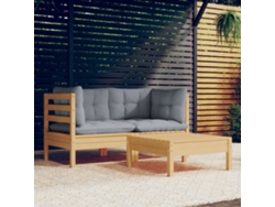 Conjunto de muebles de jardín con cojines de pino gris, Dkd Home Decor