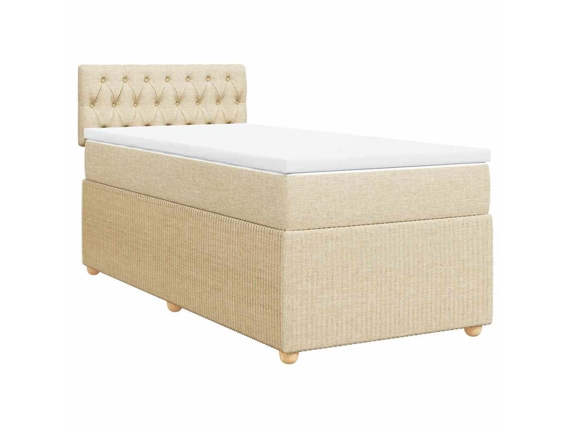 Maison Exclusive - Cama Box Spring Con Colchón Tela Color Crema 90x200 Cm