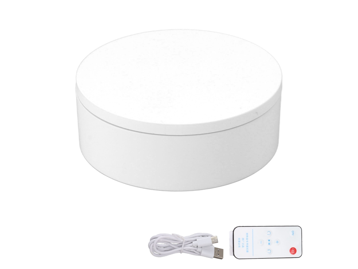 Plataforma giratoria eléctrica de 360º para fotografía de producto con control remoto recargable de 3 kg blanca