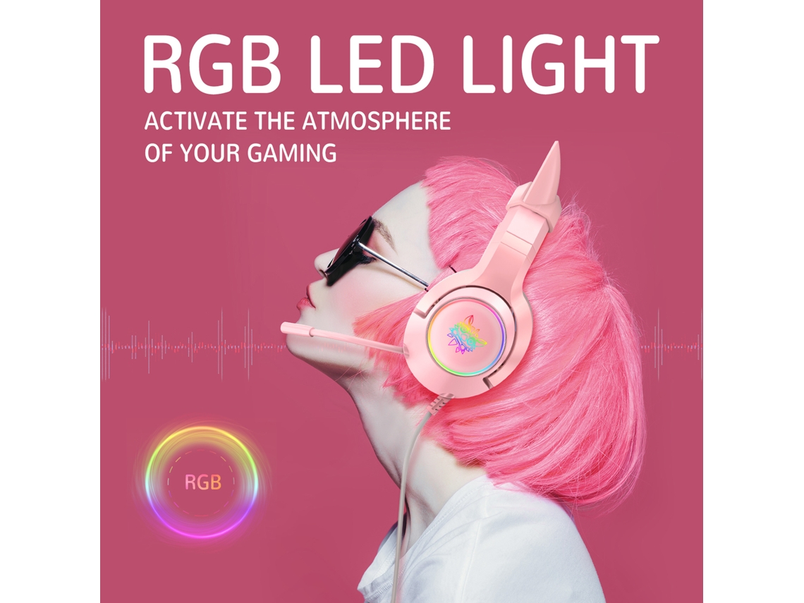 Auriculares Para Juegos Onikuma K9 Con Orejas De Gato Extraíbles, Iluminación Rgb Y Micrófono Con Cancelación De Ruido.