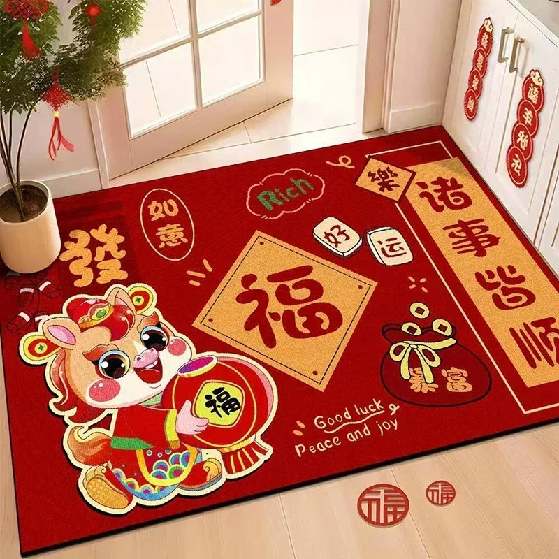 (estilo 3 60x90cm) Felpudo Decorativo De Año Nuevo Chino, Alfombra De Decoración Para Festivales
