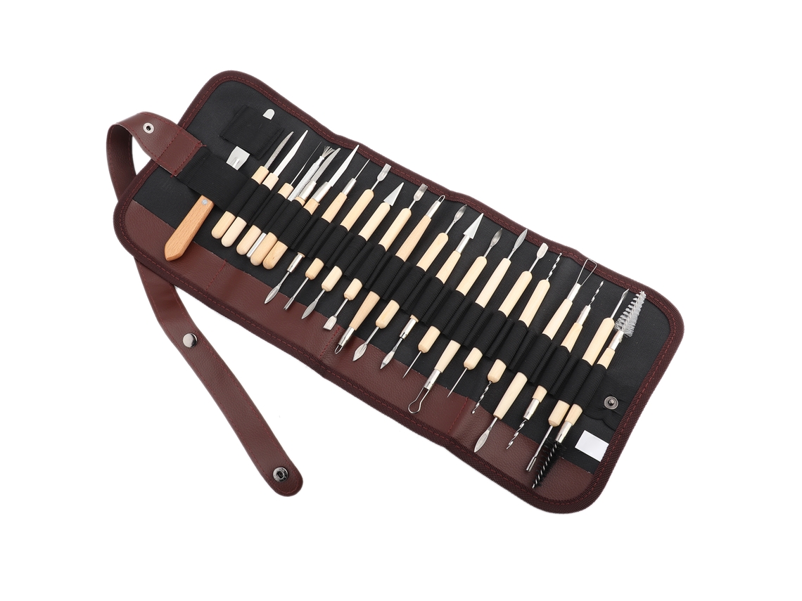 Kit De 22 Herramientas Para Esculpir Y Tallar Arcilla Con Estuche De Lona.