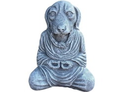 Estátua de Cão Meditando Zen, Ornamentação Jardim, Escultura de Cão Buddha Relaxante