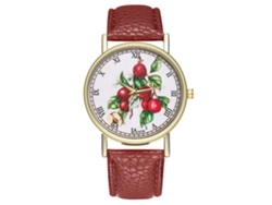 Reloj De Pulsera Redondo Analógico De Cuarzo Con Estampado De Ciruelas Unisex Zhoulianfa, Estilo Café.
