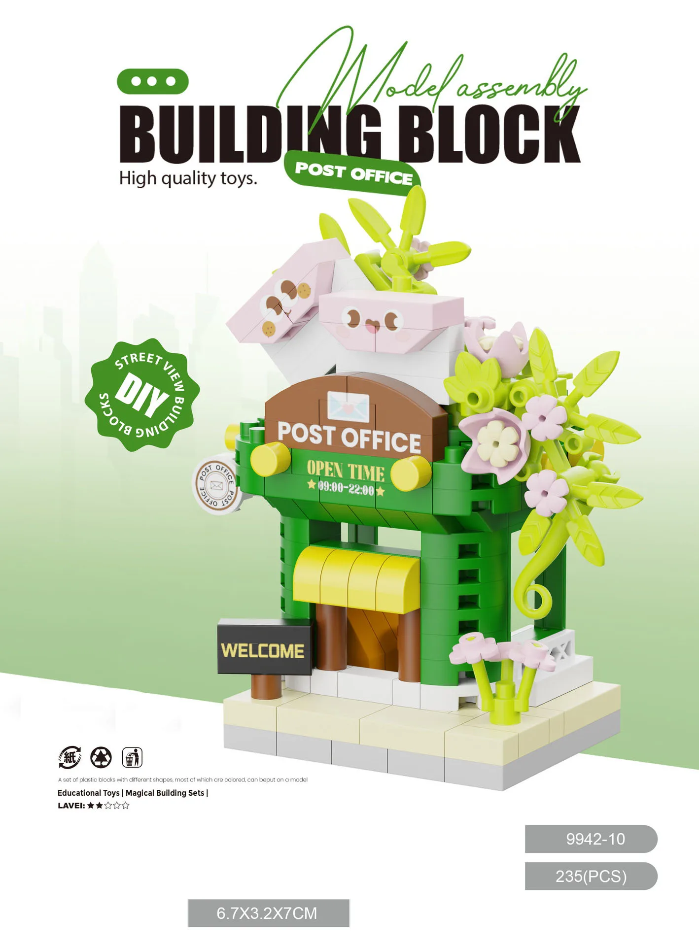 (oficina De Correos) Creative Nano Block Street Scene, Construcción De Bloques En Miniatura, Juguetes De Montaje De Bloques