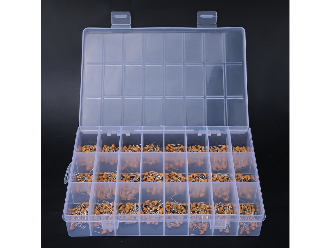 Kit con 840 uds. de condensadores cerámicos monolíticos multicapa, 24 valores, 0,1uf y 47nf.