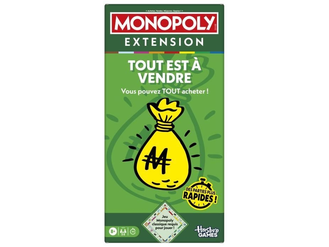 Expansión de Monopoly: Todo está en venta: hace que el clásico juego de Monopoly sea más divertido y rápido, de 2 a 6 jugadores, 40 minutos