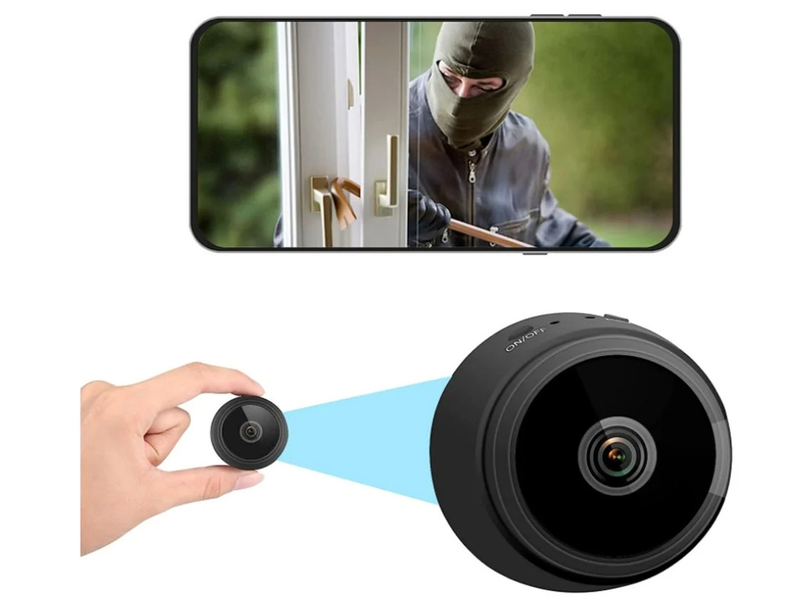 Cámara de seguridad wifi A9 para oficina en casa, 1080p, oculta, con visión nocturna, color negro, Yizhood