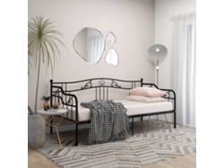 Sofá cama de 90 x 200 cm, metal negro, WSD433439