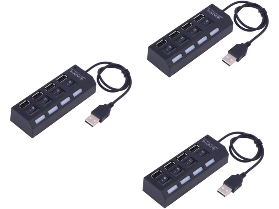 Concentrador Usb De 3 Piezas Con Interruptores Independientes, Divisor Compacto