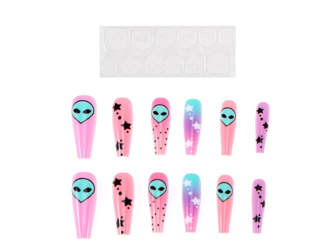 Pack de 13 Uñas Autoadhesivas Alien rosa