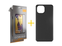 Pack 2 X Película de Vidrio Templado Full + Funda GANDY por Apple iPhone 16 Pro Silicona Liso Negro 