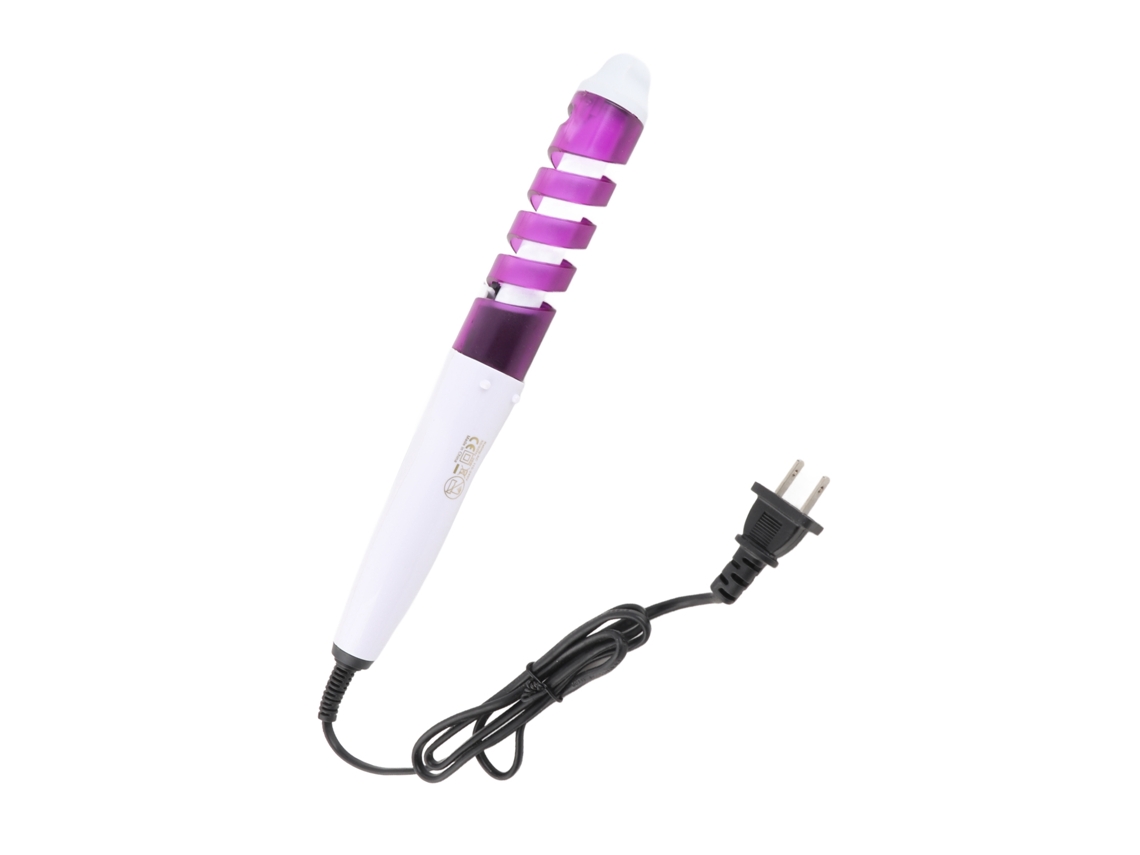 Mini Rizador De Pelo En Espiral Portátil Antiquemaduras Para Peinado Ondulado, Varilla De Rizado Morado