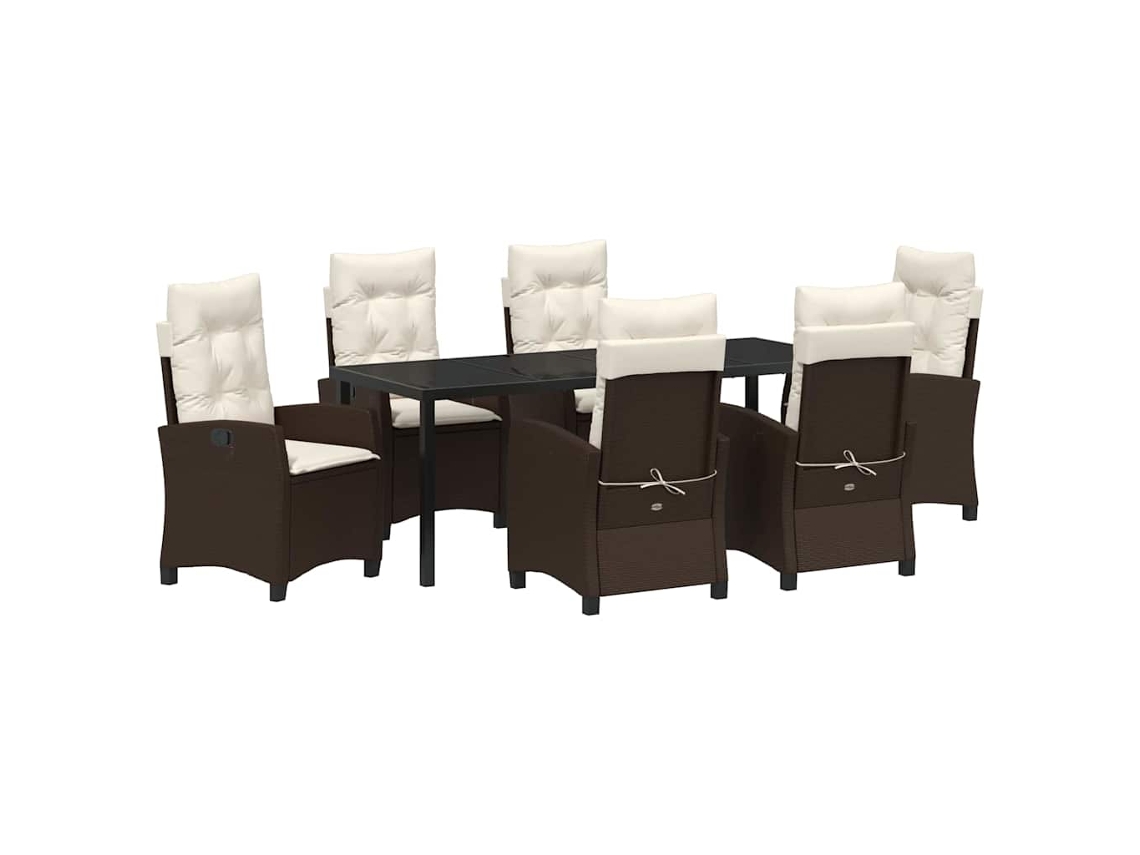 Maison Exclusive - Conjunto De Comedor De Jardín 7 Pcs Marrón Ratán Sintético