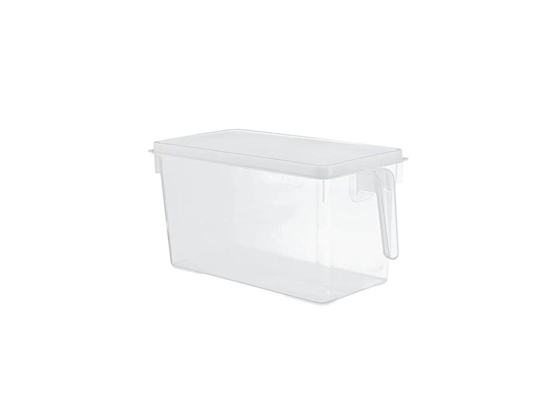 Contenedor de almacenamiento de alimentos con tapa, práctico asa para transportar alimentos, organizador de refrigerador apilable transparente para Gab