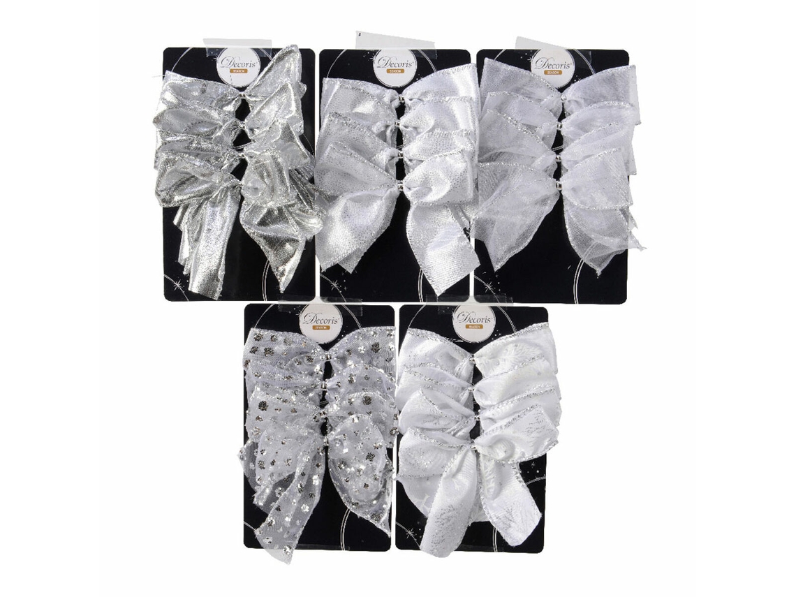 Conjunto de Decorações de Navidad Prateado Argolas Poliéster 8,9 X 11,4 X 3,8 cm 4 Unidades