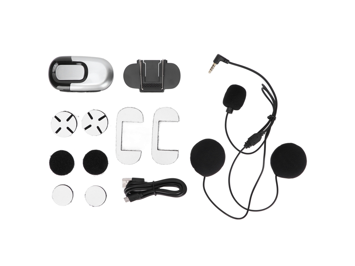 Fone De Ouvido Bluetooth Para Capacete De Motocicleta Com Bateria 1100mah E Intercomunicador Prata