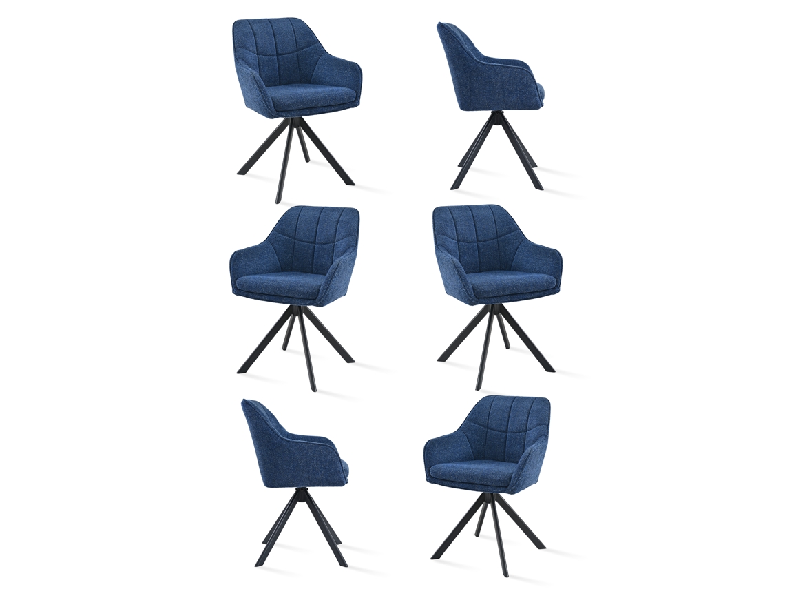 Sillas De Comedor Goeurvant 1437(pack De 6, Azul, Chenilla)