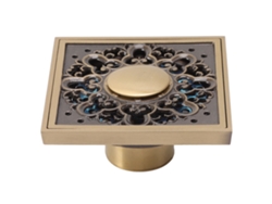 Desagüe de suelo cuadrado de metal estilo retro con colador para baño