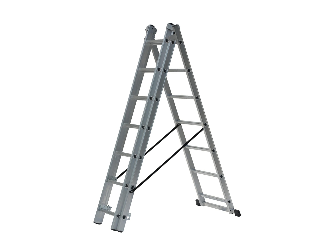 Escalera de aluminio de 3x8 peldaños, 150 kg, adaptada para escaleras Awtools