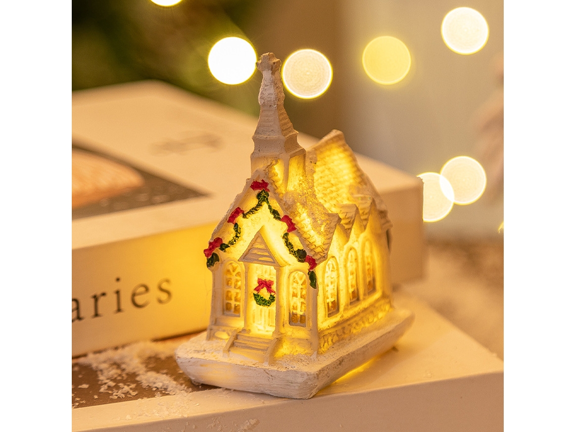 Pueblo navideño con casas iluminadas con LED, decoración interior y adornos navideños Siurn (p)