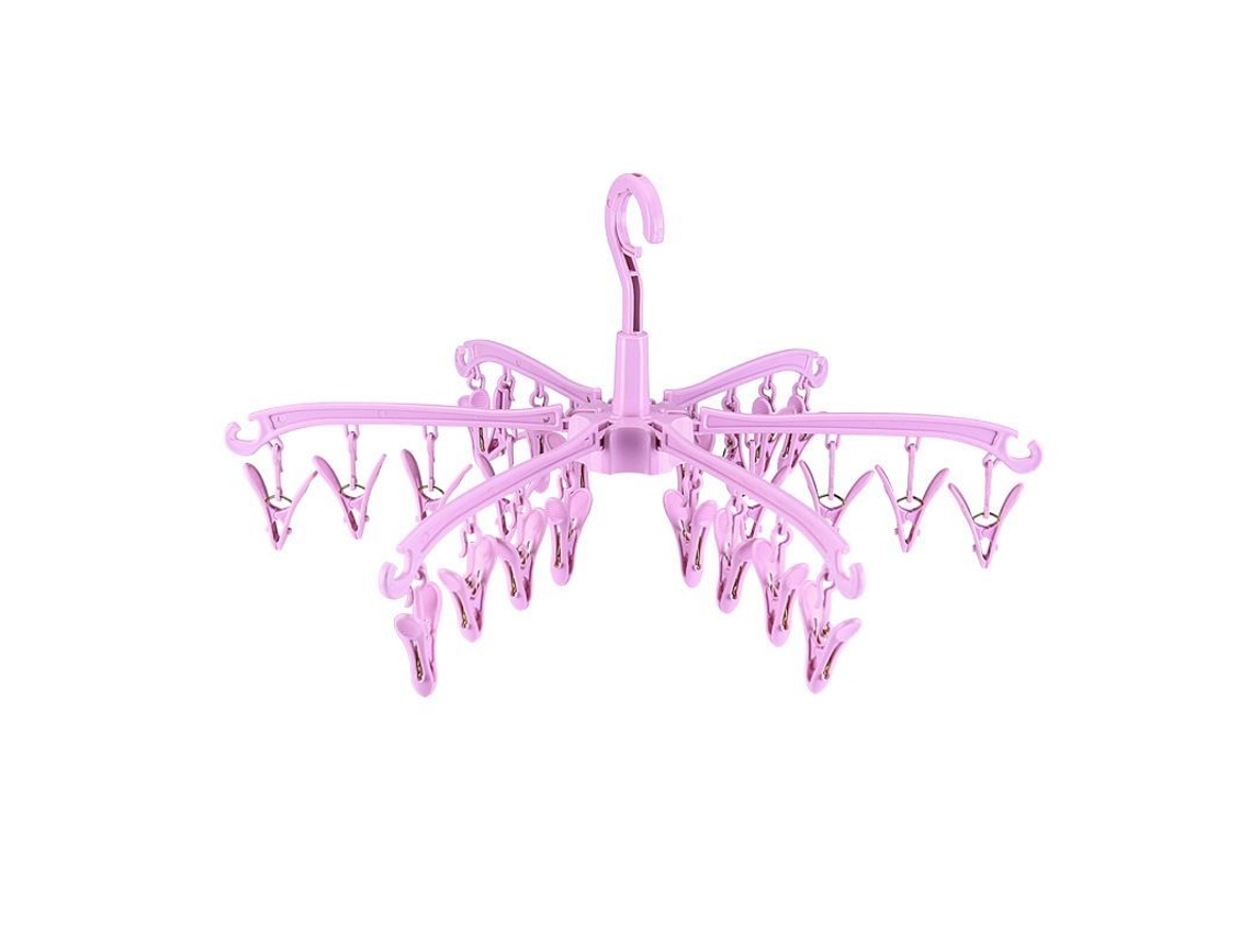 2026-linjou Secador Plegable Con 24 Pinzas Para Toallas Y Calcetines Giratorio (rosa)