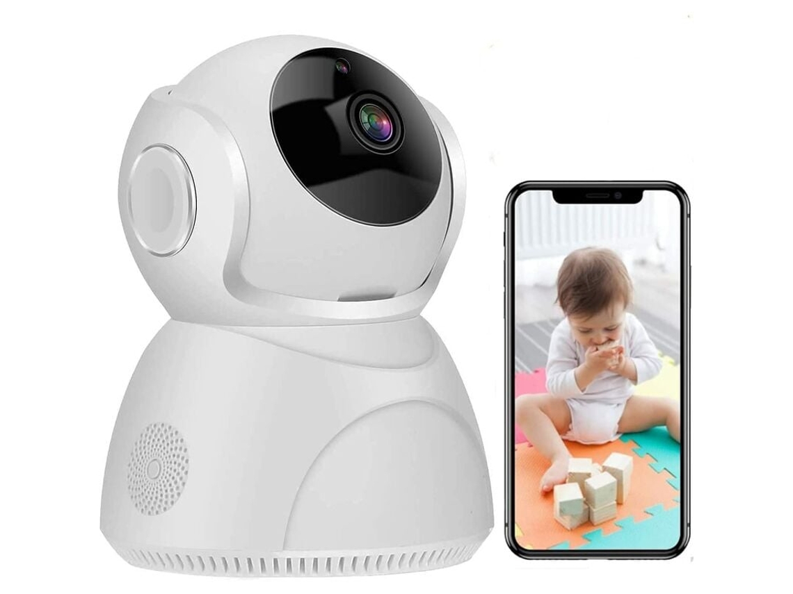 JILLIOPER Cámara de seguridad inteligente para interiores con cobertura de 360 grados y alertas en tiempo real para mayor seguridad (1 unidad)