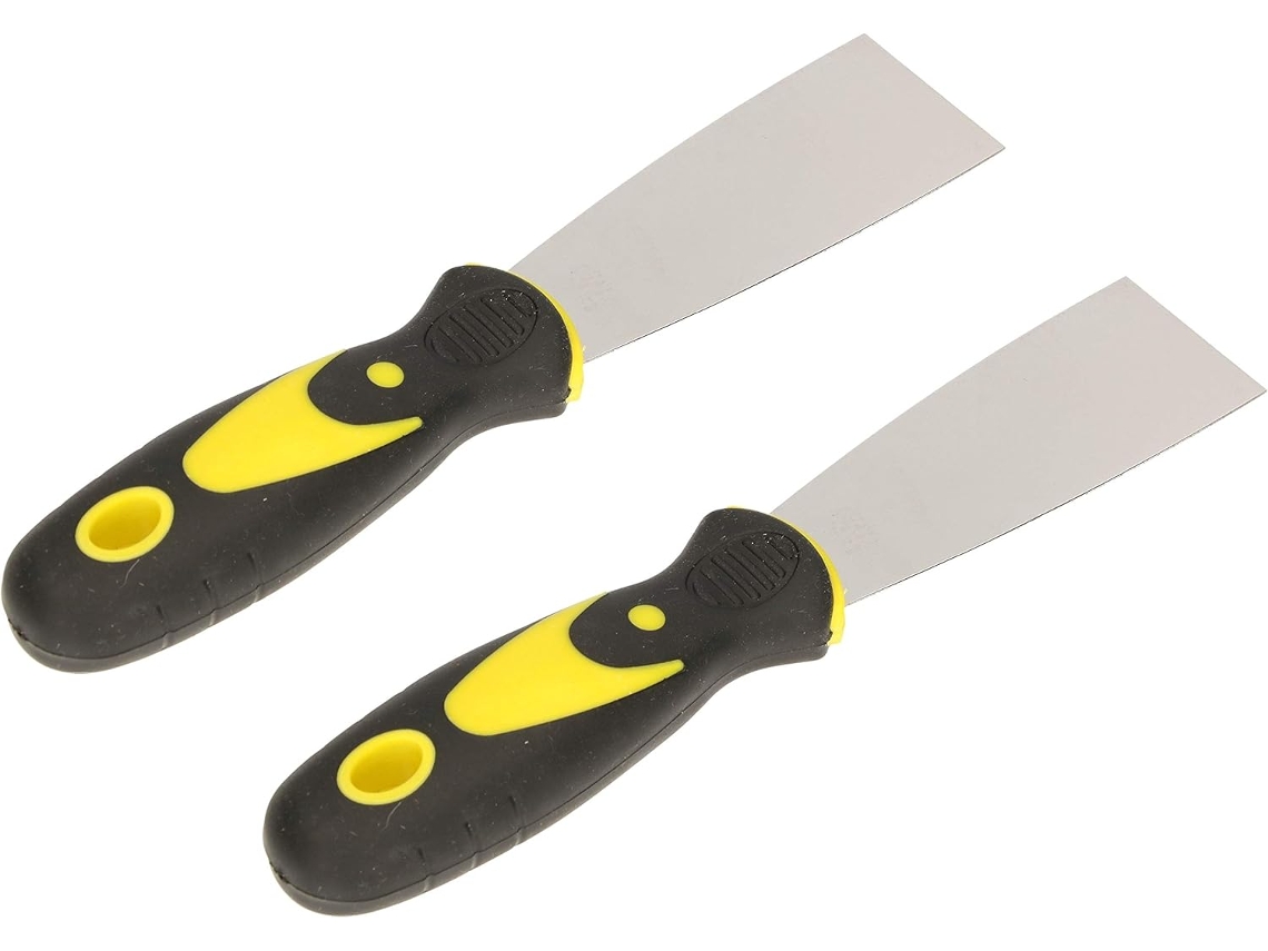 2 Espátulas De Acero Inoxidable De 40 Mm Con Mango De Goma, Para Pintar.
