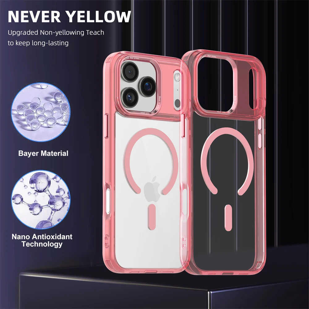 (iphone 12, Rosa) Funda Magnética Para Iphone, Compatible Con Carga Inalámbrica Magsafe.