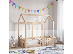 Cama Con Forma De Casa De Niños Madera Maciza Marrón 70x140 Cm