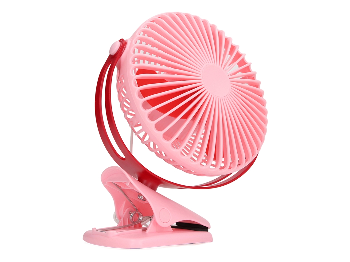Ventilador USB portátil 2026as con clip giratorio de ángulo ajustable para el hogar, el coche, la residencia de estudiantes, los cochecitos de bebé, los viajes y el camping - Rosa
