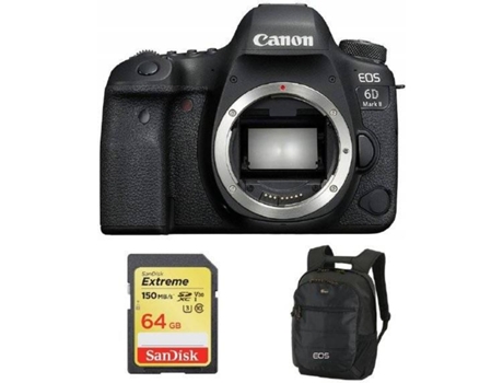 Cámara Reflex CANON EOS 6D II + Mochila Negro + Tarjeta SD 64GB (Full Frame)