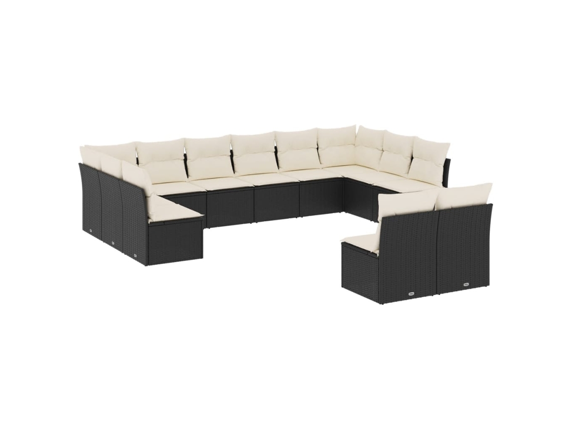 Maison Exclusive - Set De Sofás De Jardín 12 Piezas Cojines Ratán Sintético Negro