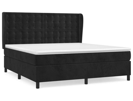 vidaXL Cama con somier y colchón terciopelo negro 180x200 cm