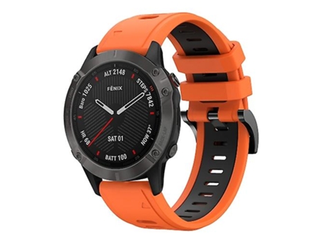 Correa De Reloj Inteligente Para Garmin Fenix 6 Sapphire Gps 22 Mm Correa De Reloj De Silicona Deportiva De Naranja-Negro VENISYMLIS