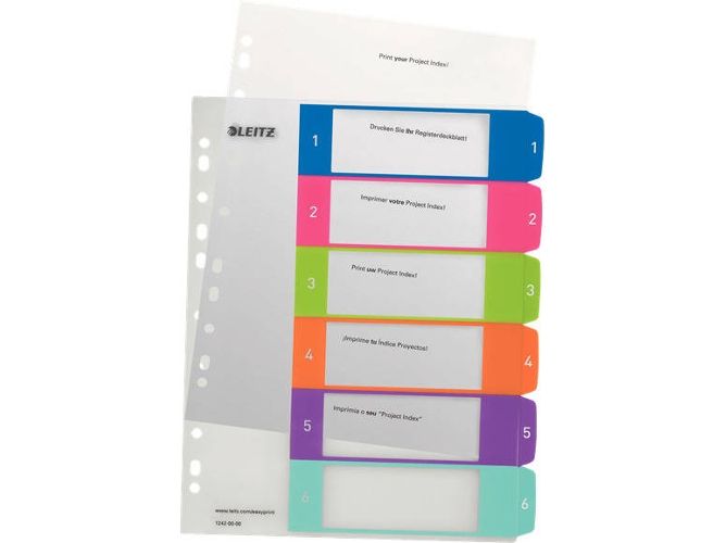 Separadores Imprimibles LEITZ WOW 6 colores (A4)