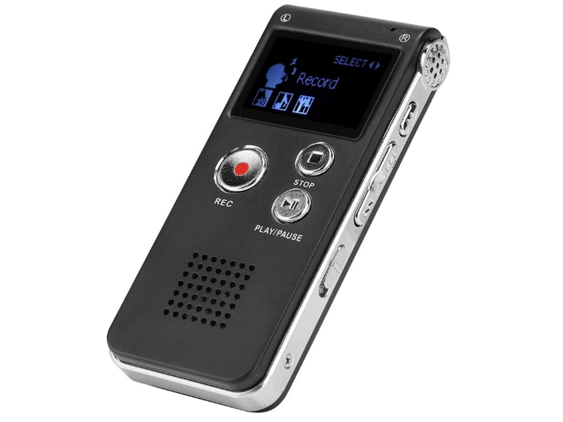 Grabadora de voz digital portátil de 8 GB sin pérdida, dispositivo de grabación de dictado de música Yizhood (negro)