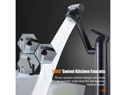 Grifo de cocina con rotación de 1080° y 2 modos de pulverización