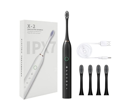 Cepillo de Dientes Eléctrico TRUMSEN X-2 Negro (45000 Rpm - 6 Modos - Recargable)