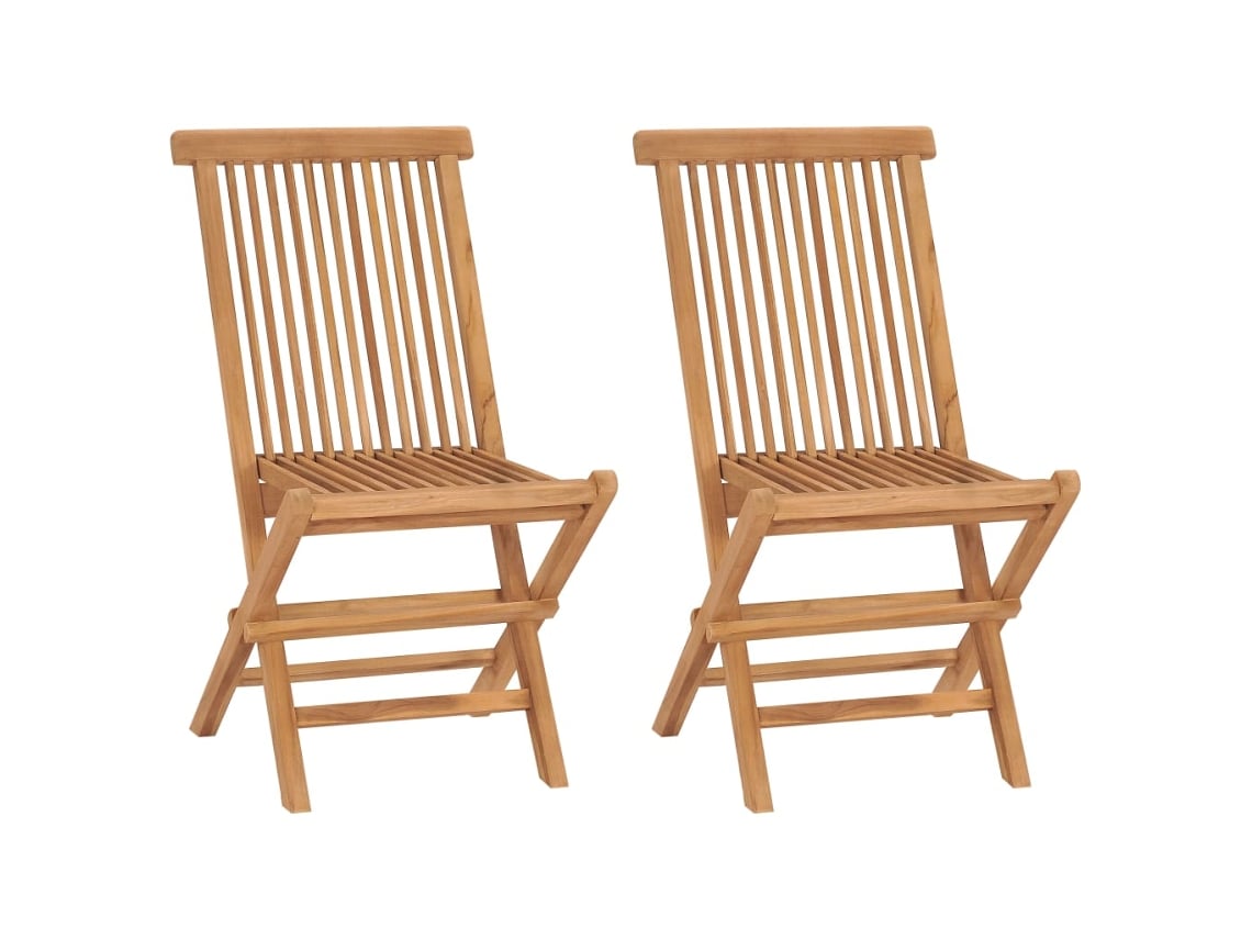 Sillas de jardín plegables de 2 piezas DKD Home Decor de madera maciza de teca