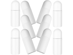 Frascos Roll-on 30ml, Pacote Com 10, Plástico Branco, Tampa Antivazamento, Recarregáveis
