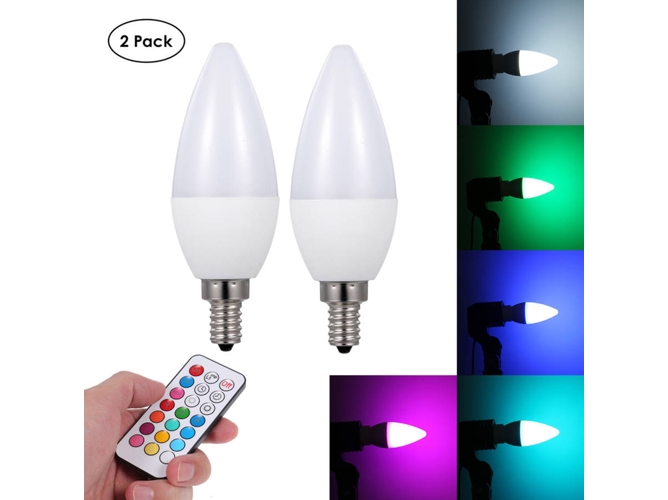 Lámpara con Mando a Distancia ANSELF A C 85-265 V 3W LED RGB E12 2 Blanco