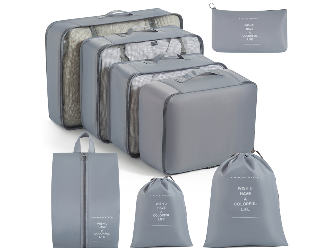 Juego De Cubos De Embalaje Para Artículos Esenciales De Viaje, Organizador De Equipaje, Cubos Con Doble Cordón CHRUI Grey