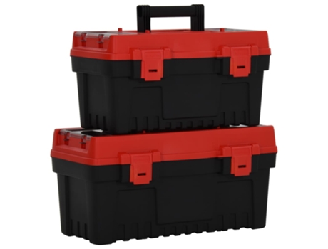 Set de cajas de herramientas 2 Piezas polipropileno negro y rojo VIDAXL