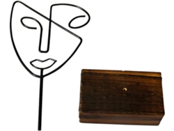Figura Abstracta Metal Madera Oscura Escultura Artística Moderna Decoración Interiores Oficinas Comedores Base