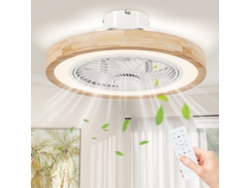 Ventilador Techo Led Con Mando 6 Velocidades Silencioso Marrón