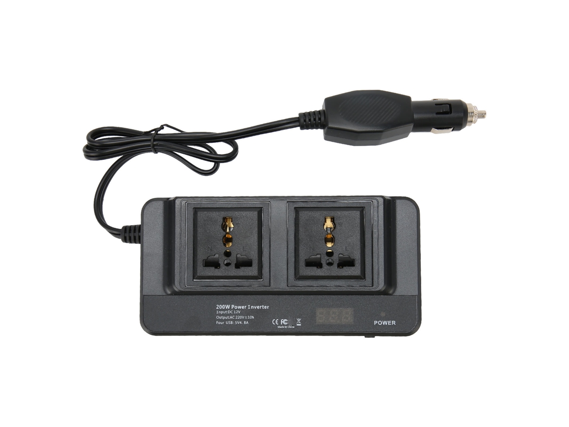 Inversor De Potência 200w 12v Cc Para 220v Ca Com 4 Portas Usb Para Carro Multi Proteção Universal