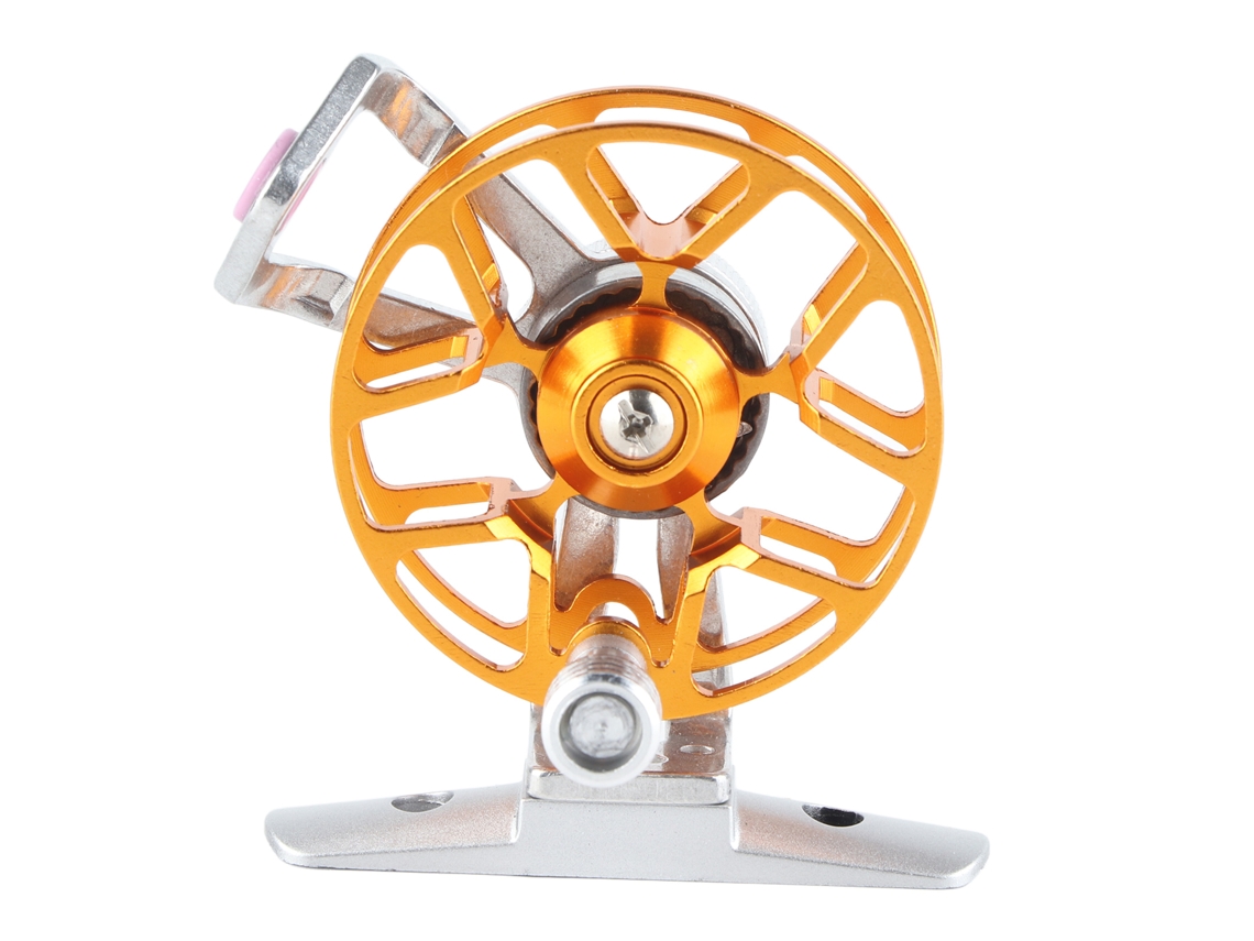 Carrete De Pesca En Hielo Portátil De Aluminio Para Diestros Con Rodamiento Económico Para Pesca Con Mosca - Dorado
