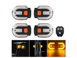 Señal de giro de bicicleta de 4 piezas con alarma, carga USB Control remoto Luz trasera de bicicleta dividida/integrada 5 modos Luces estroboscópicas CHRONUS