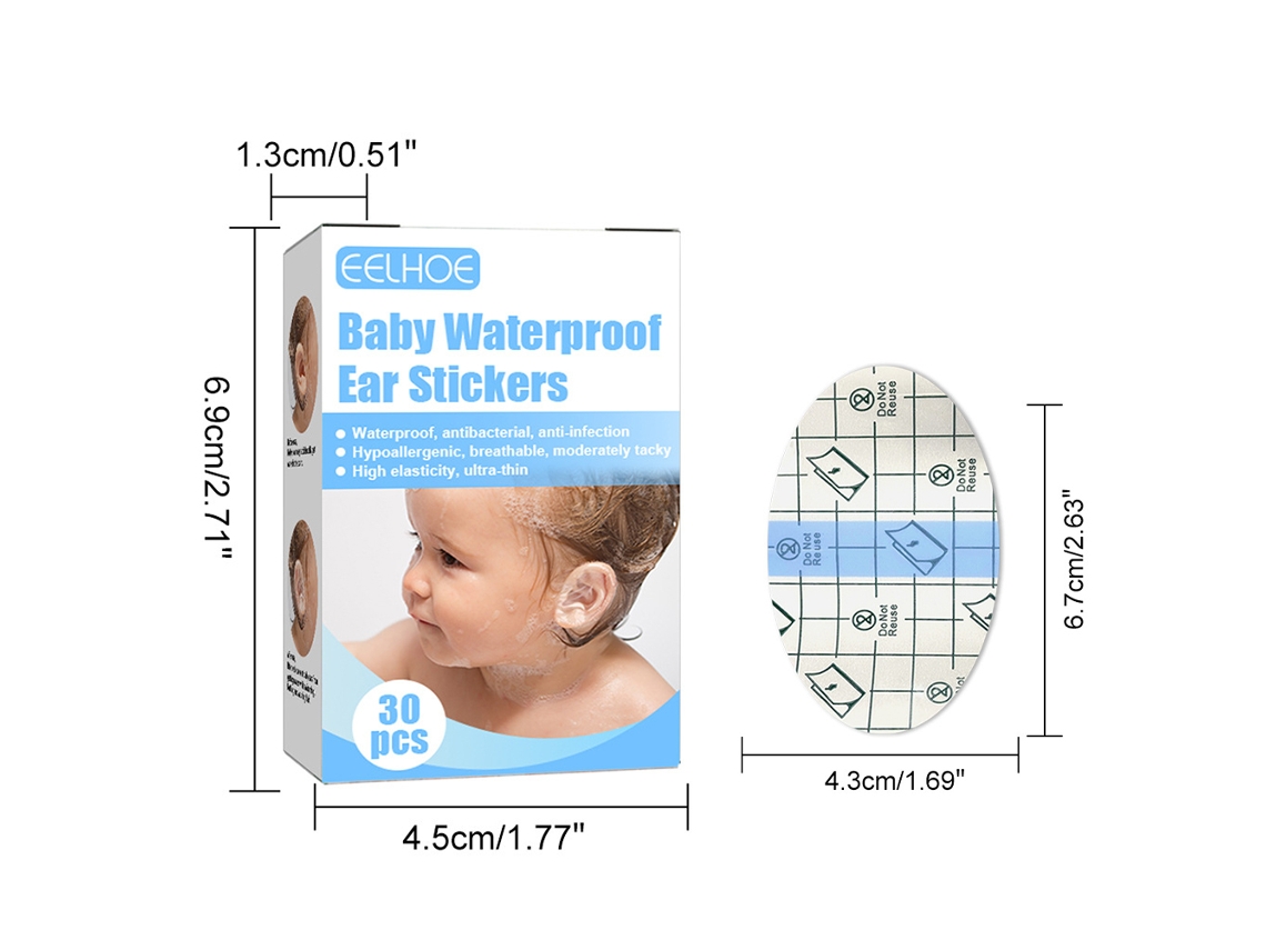 2026-30 Unidades/caja Pegatinas Impermeables Para Oídos Bebé Protector Oído Cubiertas Para Natación Ducha Deportes Acuáticos